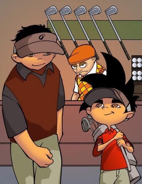 Illustration from the book: Lil' Jordan and friends with their clubs